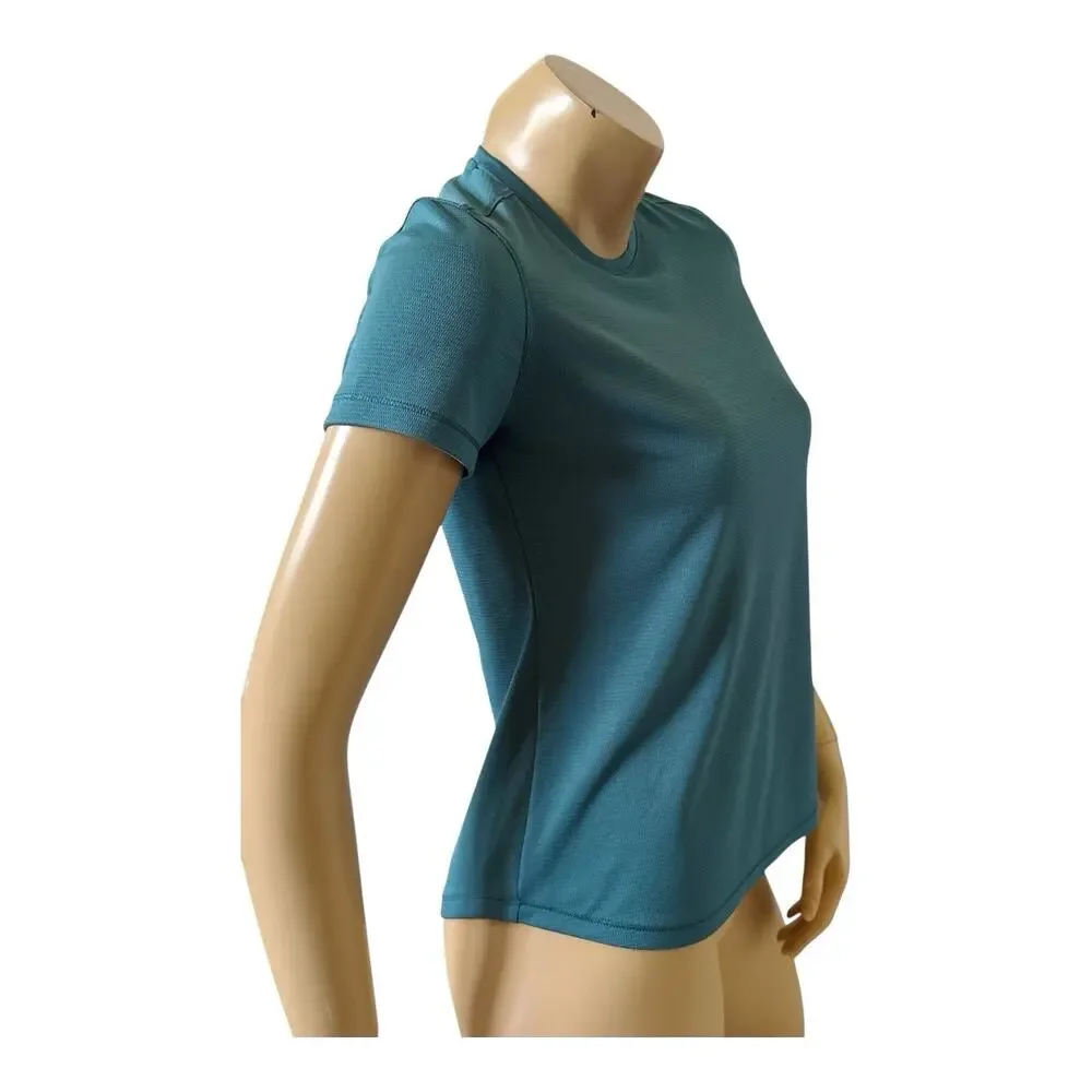 Reel Legends Freeline T Shirt Petite PS Teal Blue Crew Neck Performance Top